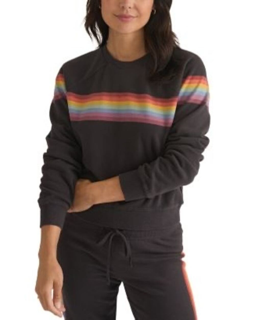 NWT Marine Layer Anytime Rainbow Striped Sweatshirt Size XS lounge comfort